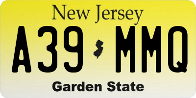 NJ license plate A39MMQ