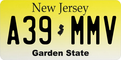 NJ license plate A39MMV