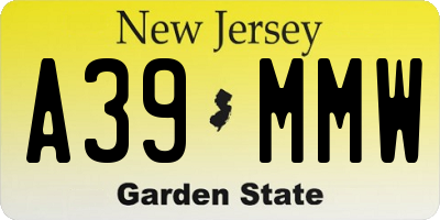NJ license plate A39MMW