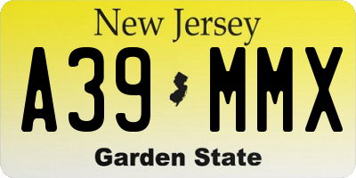 NJ license plate A39MMX