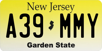 NJ license plate A39MMY