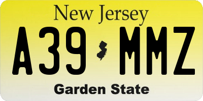 NJ license plate A39MMZ