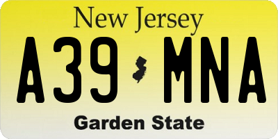 NJ license plate A39MNA