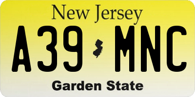 NJ license plate A39MNC