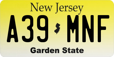 NJ license plate A39MNF