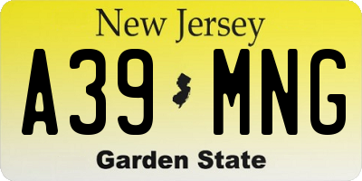NJ license plate A39MNG
