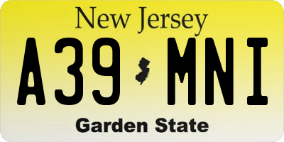 NJ license plate A39MNI