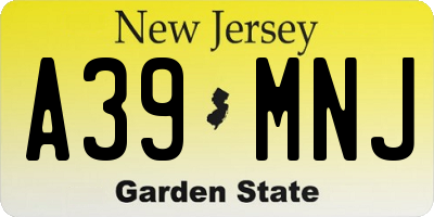 NJ license plate A39MNJ