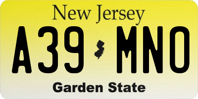 NJ license plate A39MNO