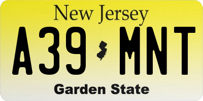 NJ license plate A39MNT