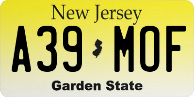 NJ license plate A39MOF