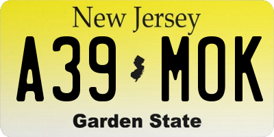 NJ license plate A39MOK