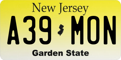 NJ license plate A39MON