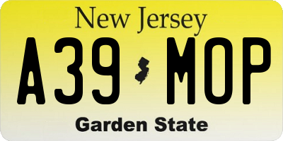 NJ license plate A39MOP
