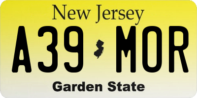 NJ license plate A39MOR