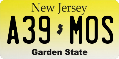 NJ license plate A39MOS