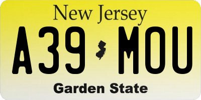 NJ license plate A39MOU