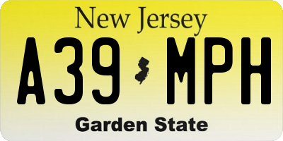 NJ license plate A39MPH
