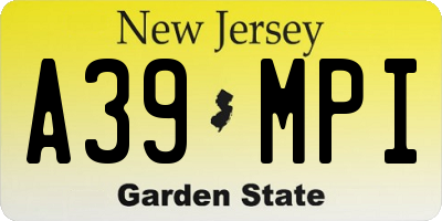 NJ license plate A39MPI