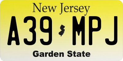NJ license plate A39MPJ