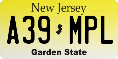 NJ license plate A39MPL