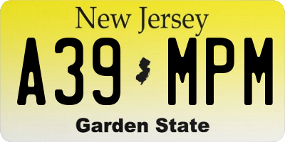 NJ license plate A39MPM