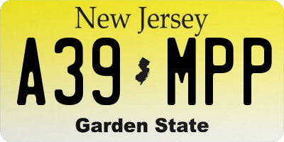 NJ license plate A39MPP