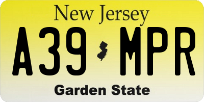 NJ license plate A39MPR