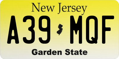NJ license plate A39MQF