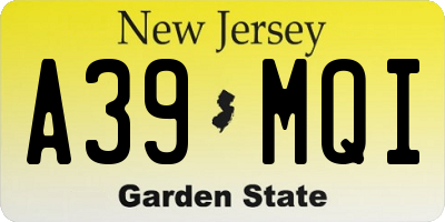 NJ license plate A39MQI