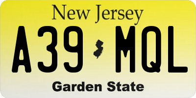 NJ license plate A39MQL