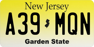 NJ license plate A39MQN