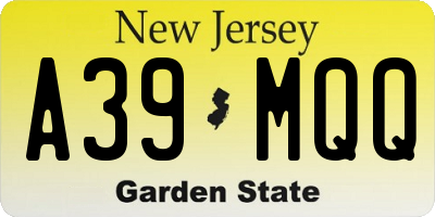 NJ license plate A39MQQ