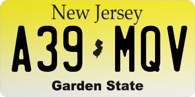 NJ license plate A39MQV