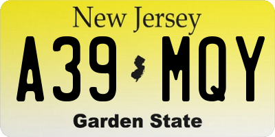 NJ license plate A39MQY