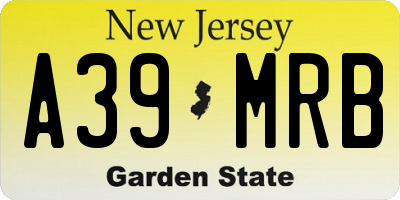 NJ license plate A39MRB