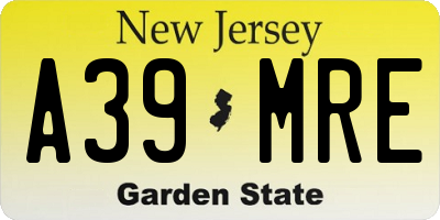 NJ license plate A39MRE