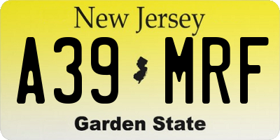 NJ license plate A39MRF