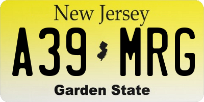 NJ license plate A39MRG