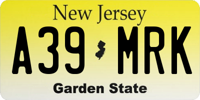 NJ license plate A39MRK