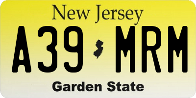 NJ license plate A39MRM