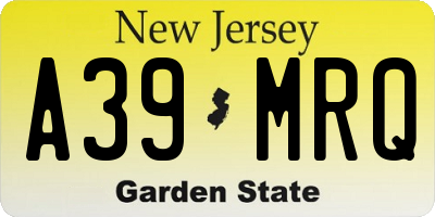 NJ license plate A39MRQ