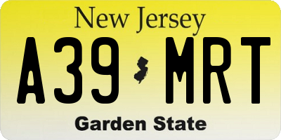 NJ license plate A39MRT