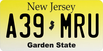 NJ license plate A39MRU