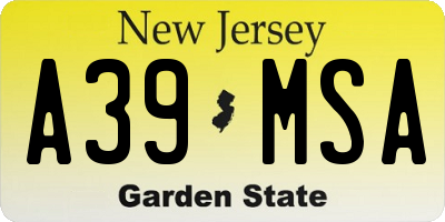 NJ license plate A39MSA