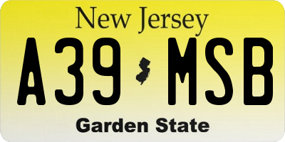 NJ license plate A39MSB