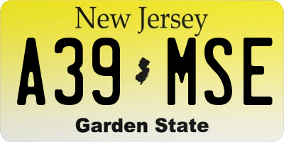 NJ license plate A39MSE