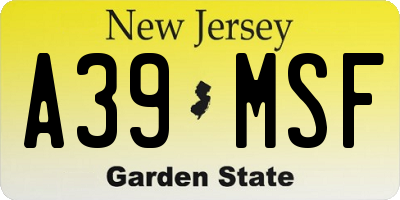 NJ license plate A39MSF