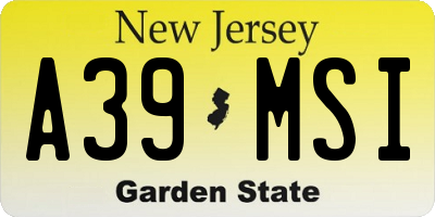 NJ license plate A39MSI
