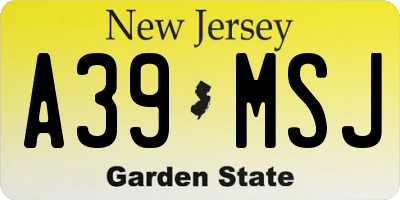 NJ license plate A39MSJ